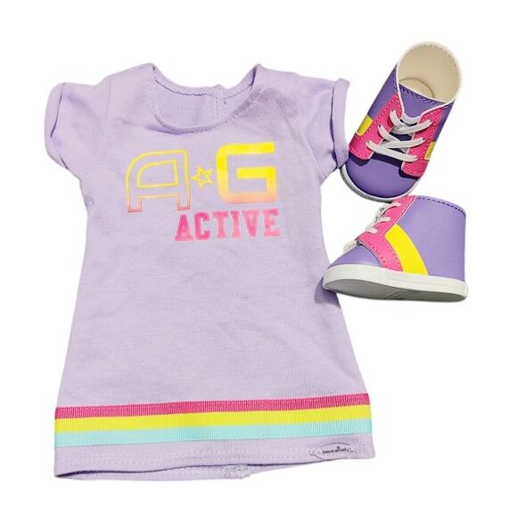 American Girl Show Your Sporty Side Doll Outfit Set T-Shirt Dress & Sneakers - Picture 1 of 2